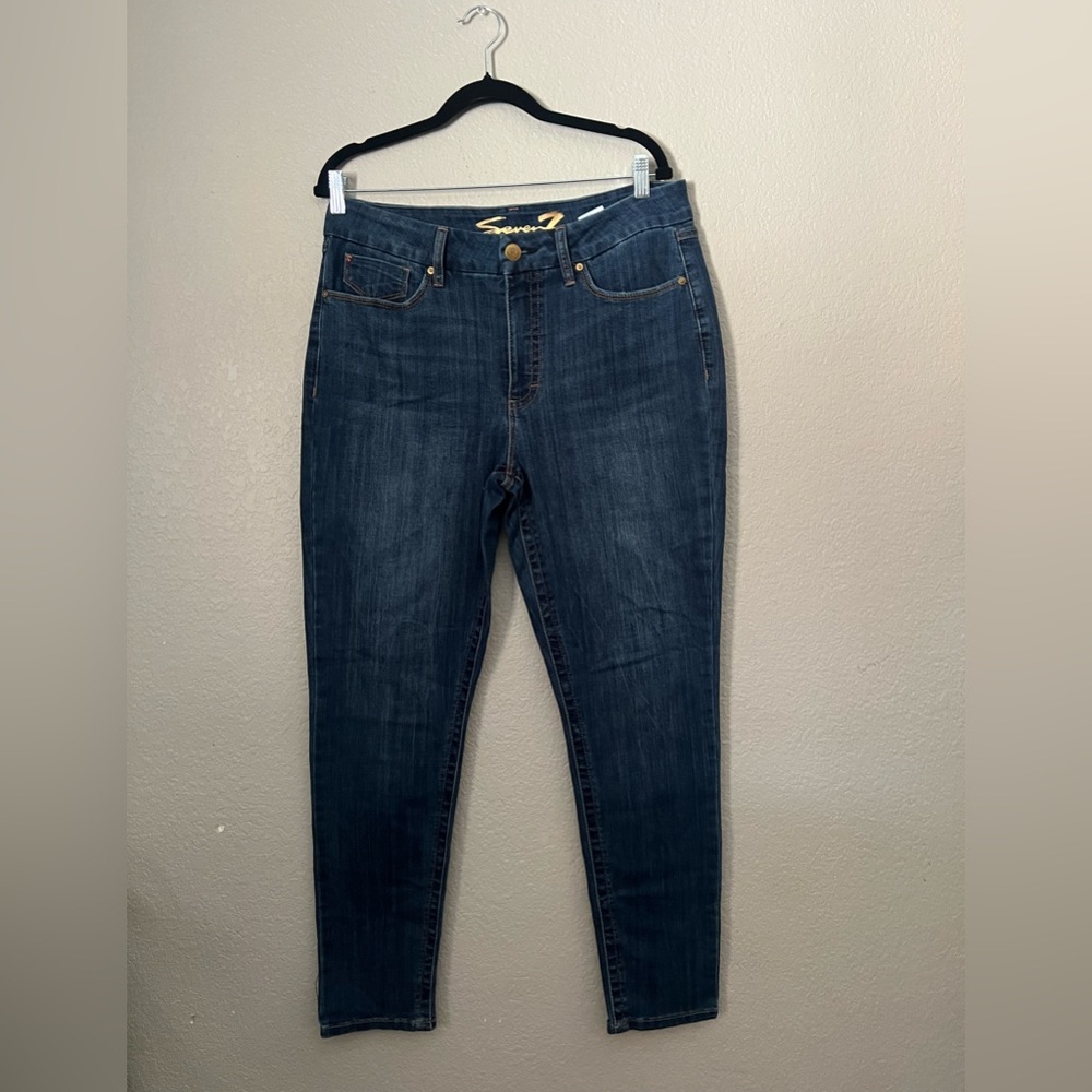 Seven7 Tummyless High Rise Skinny Jeans Size 14 Dark Wash